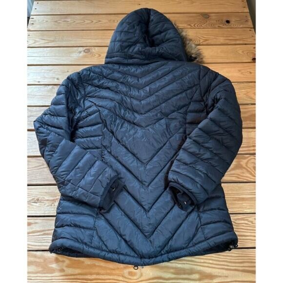 Ravean Women’s Hood Heated Puffer Jacket Coat Medium Black Full Zip Faux Fur - Picture 2 of 9